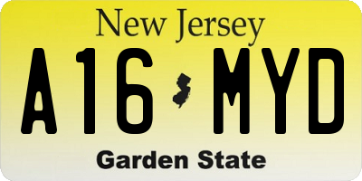 NJ license plate A16MYD