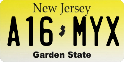 NJ license plate A16MYX