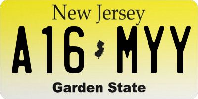 NJ license plate A16MYY