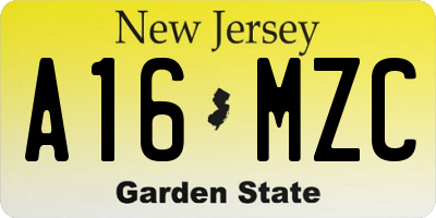 NJ license plate A16MZC
