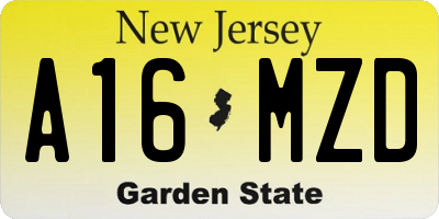 NJ license plate A16MZD