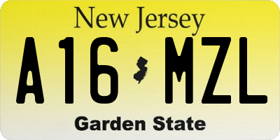 NJ license plate A16MZL