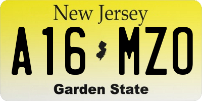 NJ license plate A16MZO