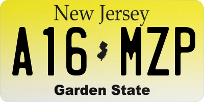 NJ license plate A16MZP