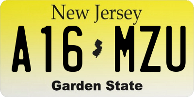 NJ license plate A16MZU