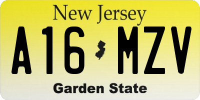NJ license plate A16MZV