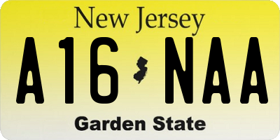 NJ license plate A16NAA