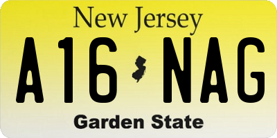 NJ license plate A16NAG