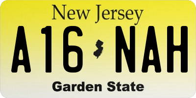 NJ license plate A16NAH