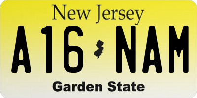 NJ license plate A16NAM