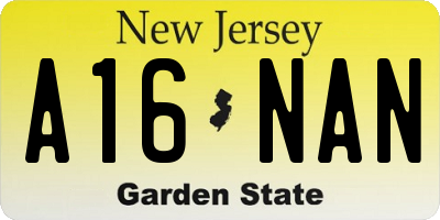 NJ license plate A16NAN