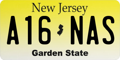 NJ license plate A16NAS