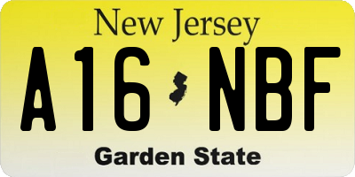 NJ license plate A16NBF