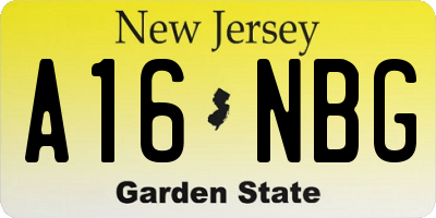 NJ license plate A16NBG