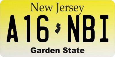 NJ license plate A16NBI