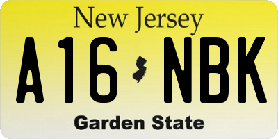NJ license plate A16NBK