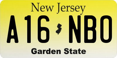 NJ license plate A16NBO