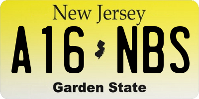 NJ license plate A16NBS