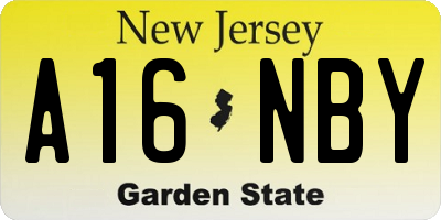 NJ license plate A16NBY