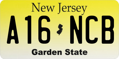 NJ license plate A16NCB