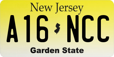 NJ license plate A16NCC