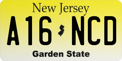 NJ license plate A16NCD