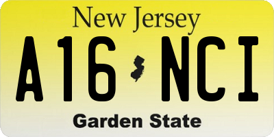 NJ license plate A16NCI