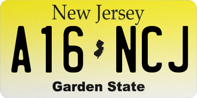 NJ license plate A16NCJ