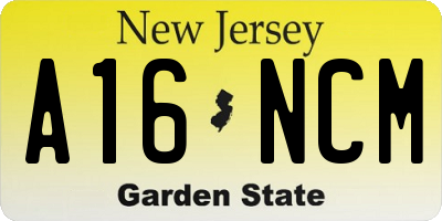 NJ license plate A16NCM