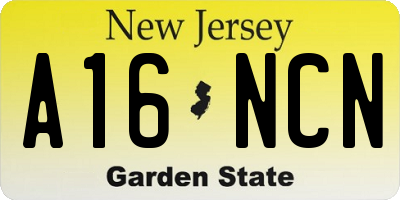 NJ license plate A16NCN