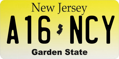 NJ license plate A16NCY