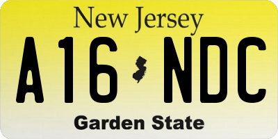 NJ license plate A16NDC
