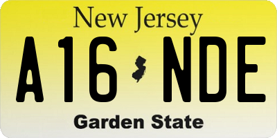 NJ license plate A16NDE