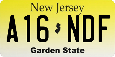 NJ license plate A16NDF