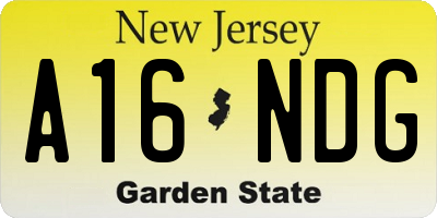 NJ license plate A16NDG
