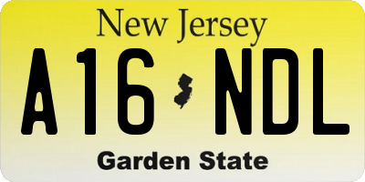 NJ license plate A16NDL