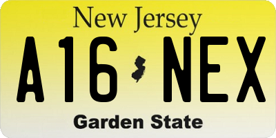 NJ license plate A16NEX