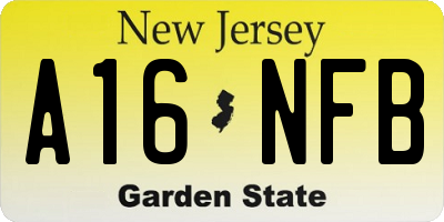 NJ license plate A16NFB