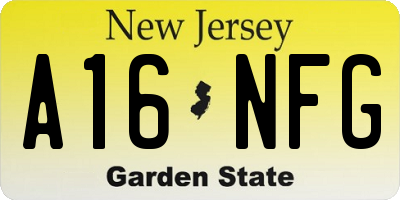 NJ license plate A16NFG