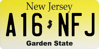 NJ license plate A16NFJ