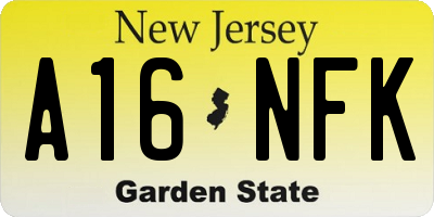 NJ license plate A16NFK