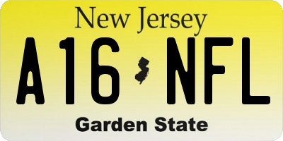 NJ license plate A16NFL