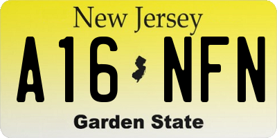 NJ license plate A16NFN