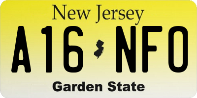 NJ license plate A16NFO