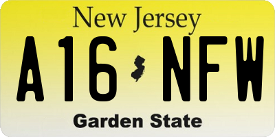 NJ license plate A16NFW
