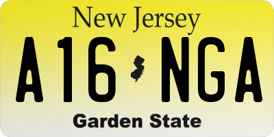 NJ license plate A16NGA