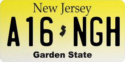 NJ license plate A16NGH