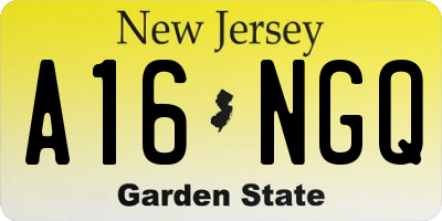 NJ license plate A16NGQ