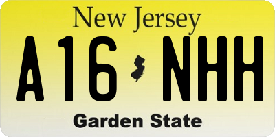 NJ license plate A16NHH