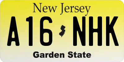 NJ license plate A16NHK